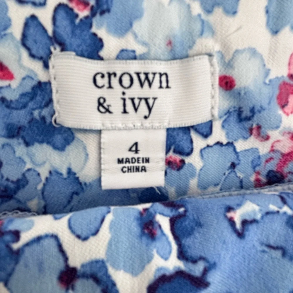 Crown & Ivy Blue and Pink Floral Mini Skirt